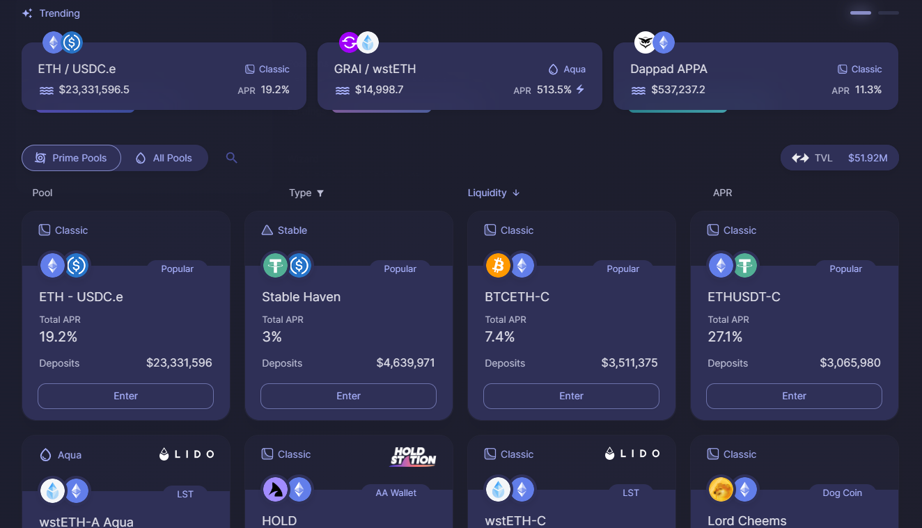 Pools de liquidez na SyncSwap